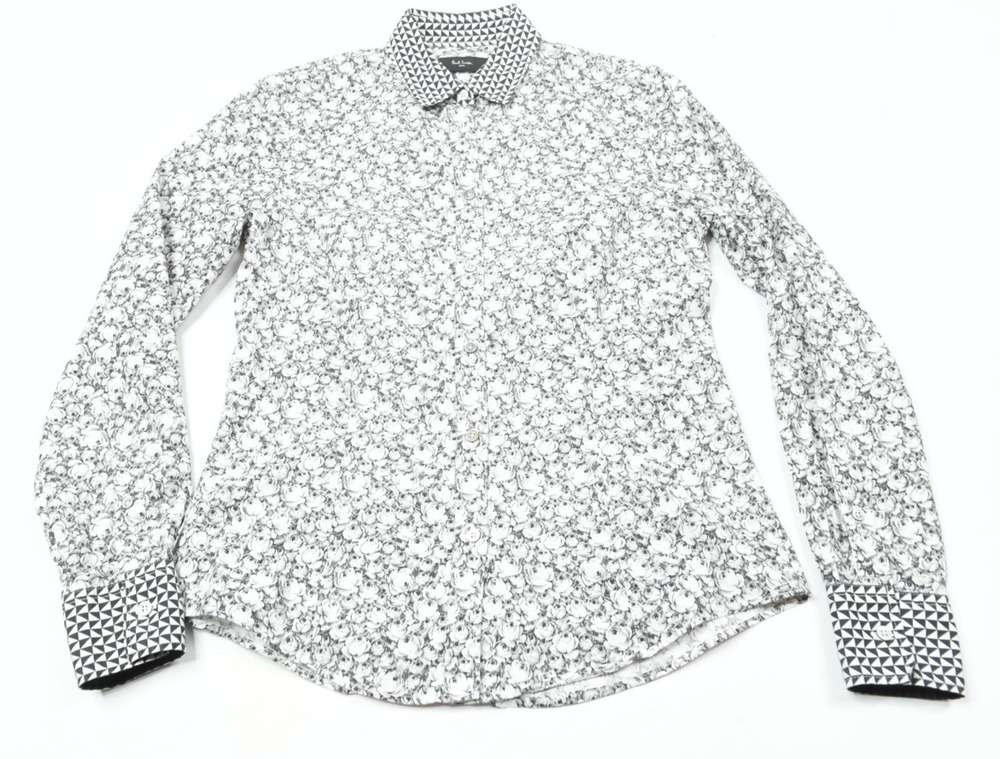 Paul Smith Shirt Womens 40 Black White Floral Long Sleeve Button-Up Cotton